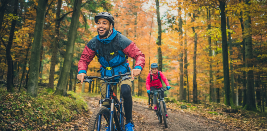 couple biking outside