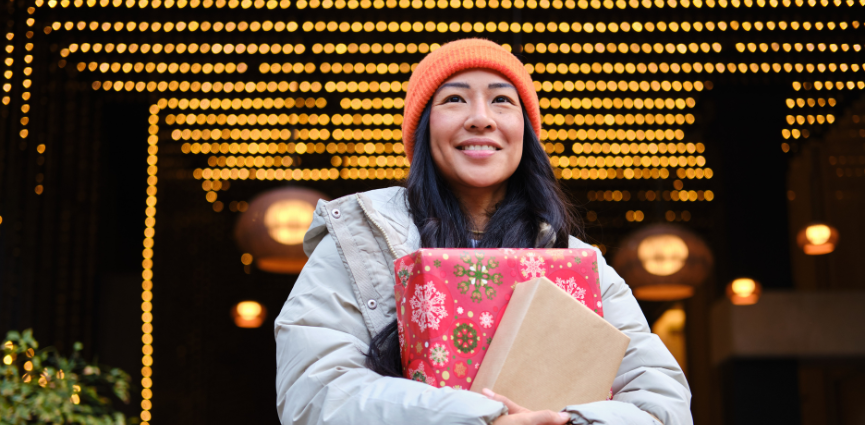 q4 heloc woman holding presents